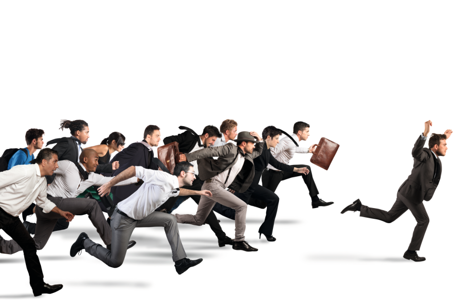 Businessman exults winning during a race with opponents Bild: alphaspirit/Fotolia