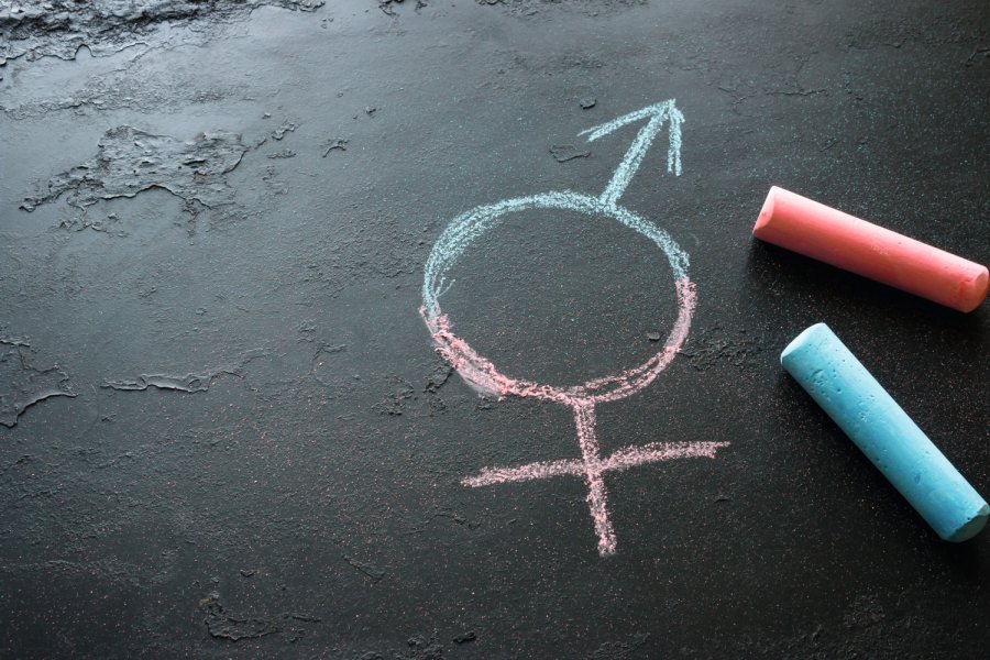 Colorful crayons and a symbol of a transgender Bild: itakdalee/stock.adobe.com