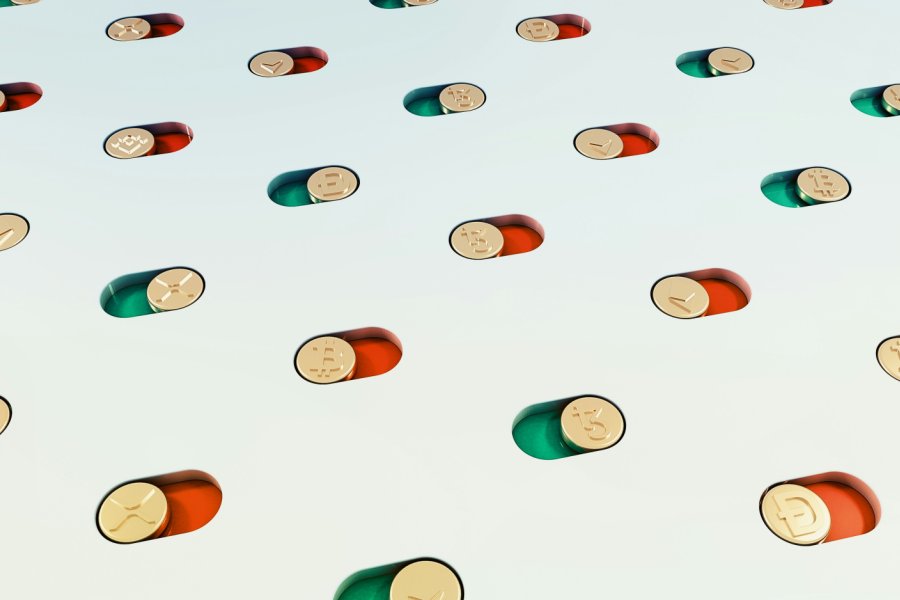 Illustration von Bitcoins als Münzen