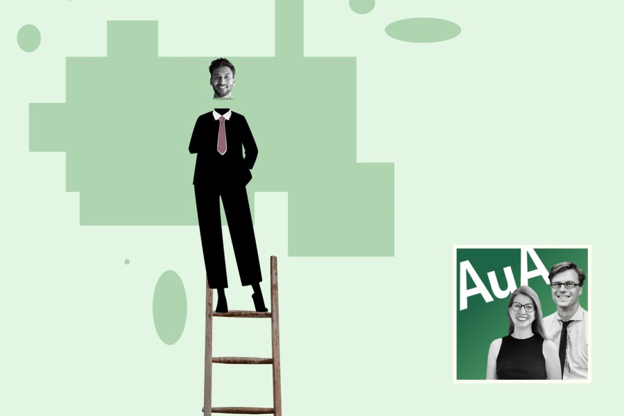 Illustration einer Person auf einer Leiter