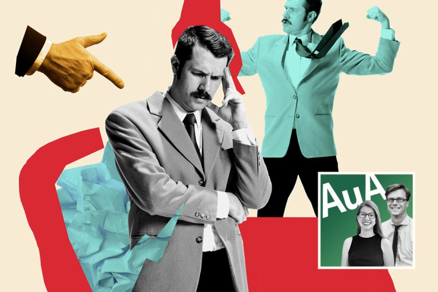 Illustration/Collage: ein Mann im Anzug beim Nachdenken