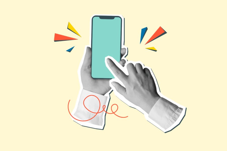 Hand tippt auf Handy